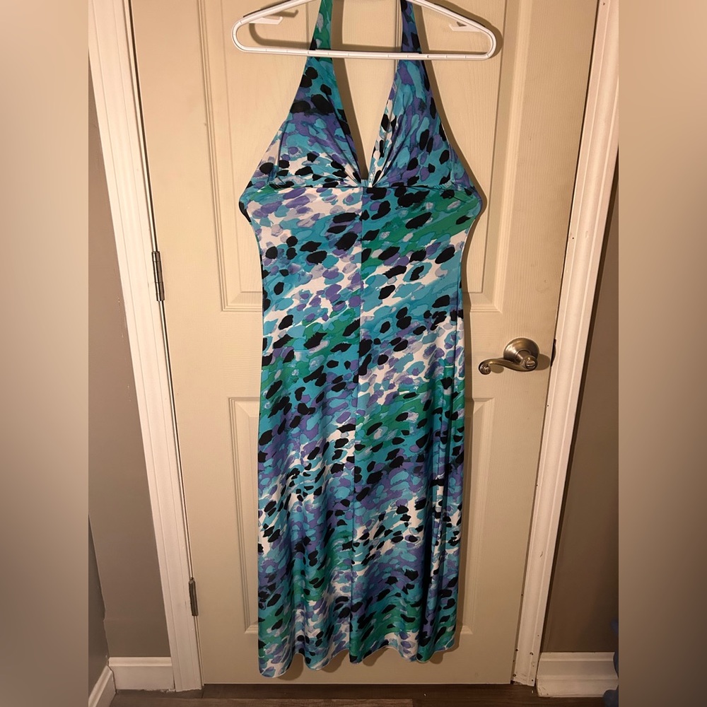Sundress-Medium-Blue, Green, Black, & White.